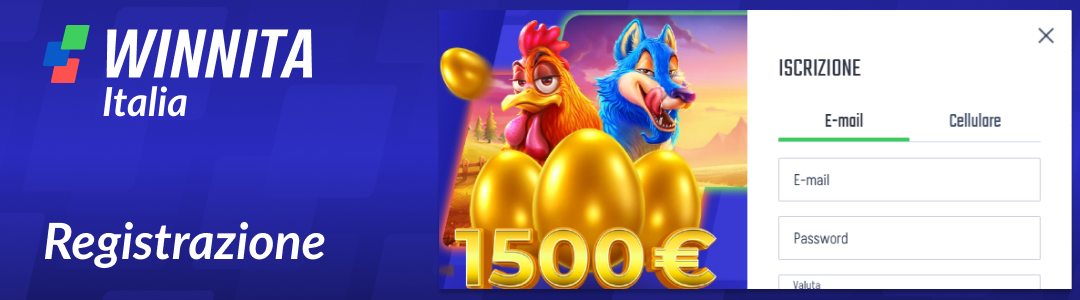 Per registrarti a Winnita Italia, clicca sul pulsante "Registrazione" e compila il modulo