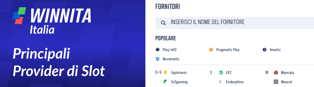 Fornitori di giochi da casinò di Winnita Italia